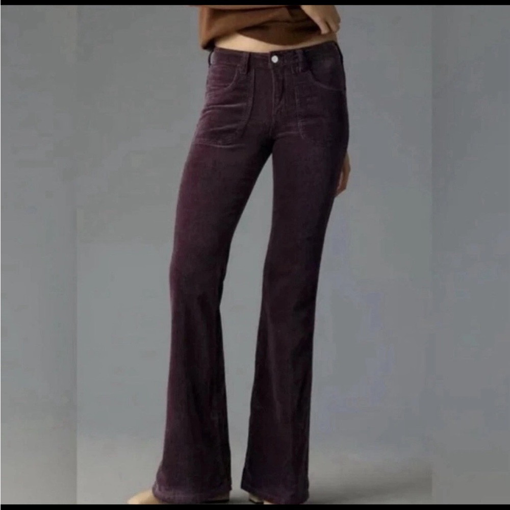 Pilcro Anthropologie Icon Flare Corduroy Pants Womens Size 33 Purple Retro‎